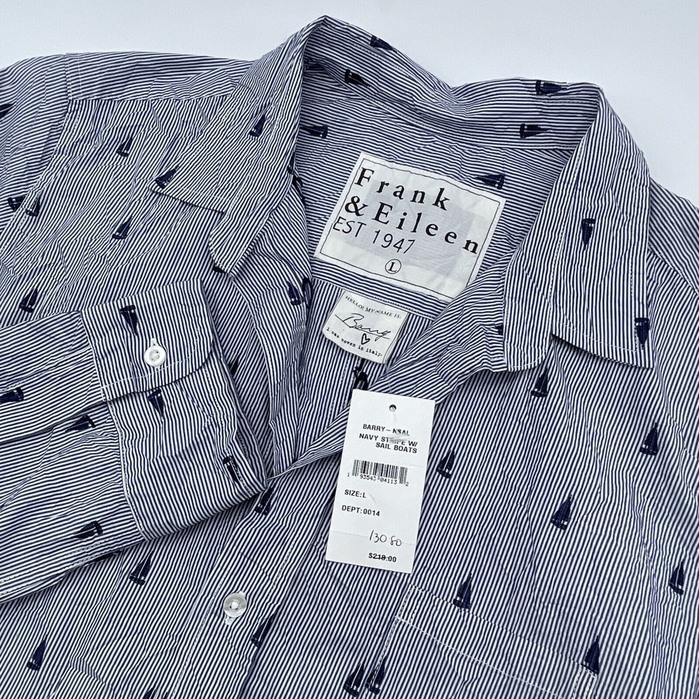 Frank & Eileen Navy and White Button Down Shirt